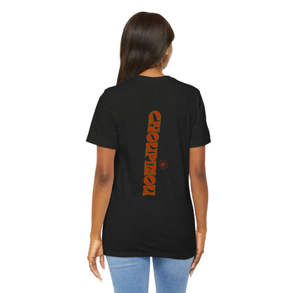 Retro Curved Text Tee — 'Cherish' Graphic Short Sleeve Shirt