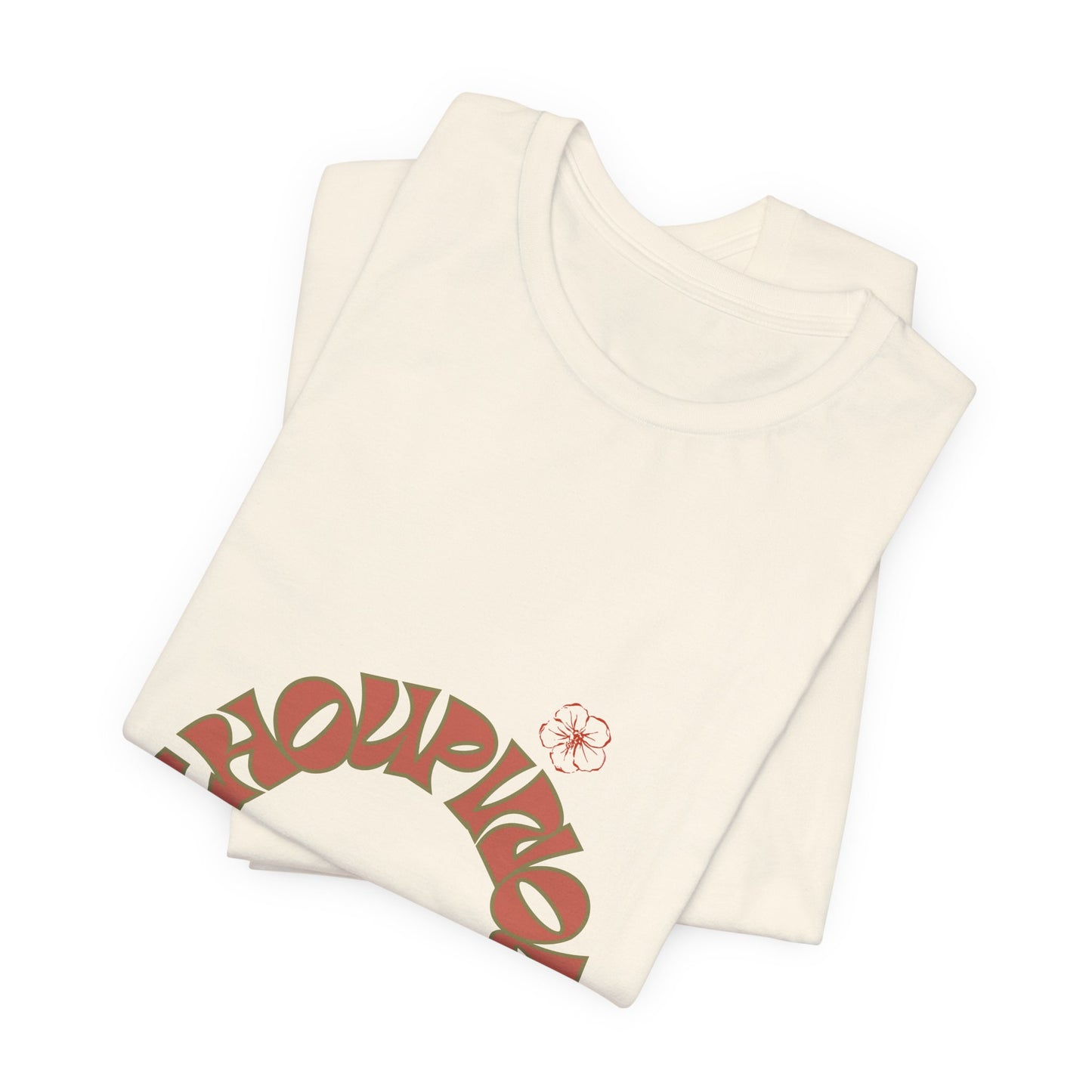 Retro Curved Text Tee — 'Cherish' Graphic Short Sleeve Shirt