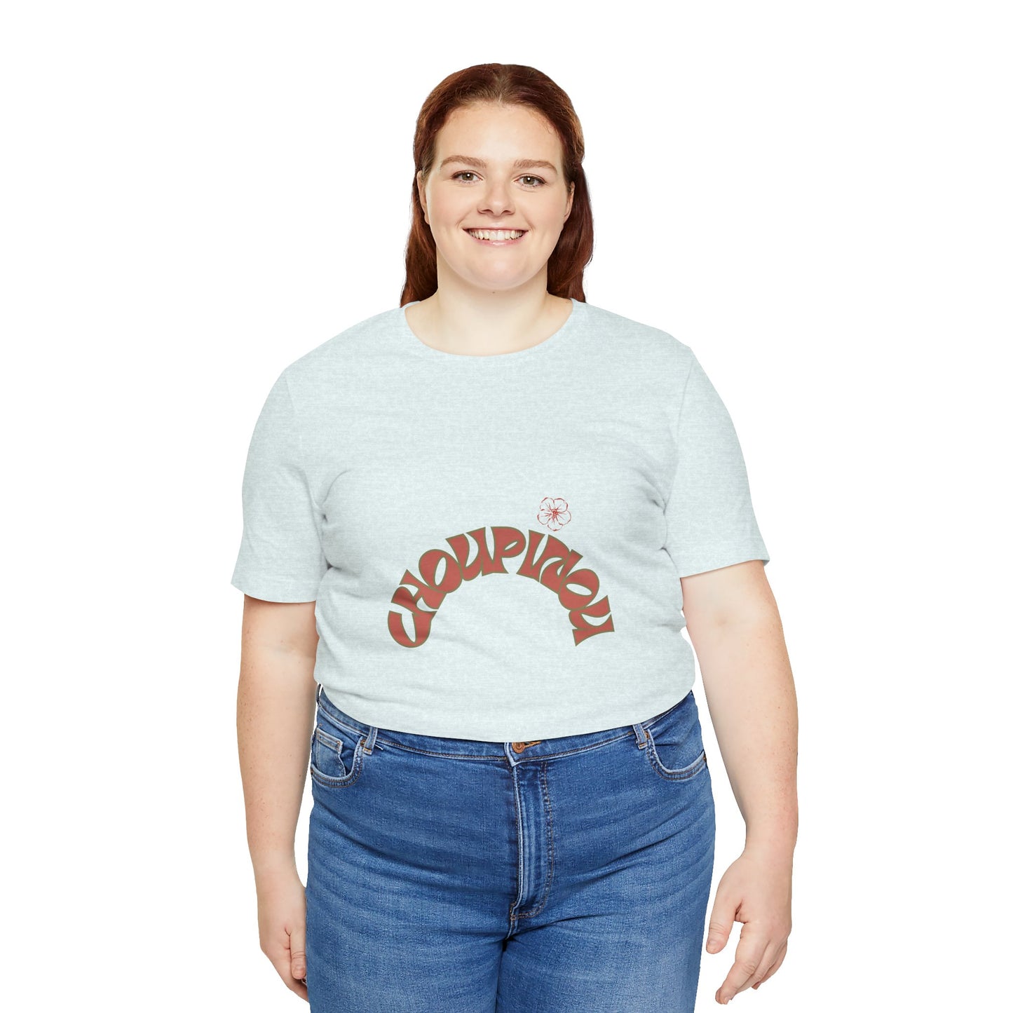 Retro Curved Text Tee — 'Cherish' Graphic Short Sleeve Shirt