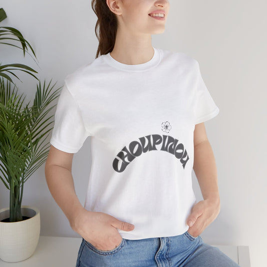 Retro Arched Logo Tee — Vintage Curved Graphic T-Shirt
