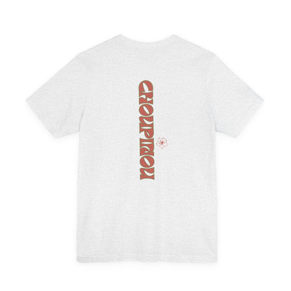 Retro Curved Text Tee — 'Cherish' Graphic Short Sleeve Shirt
