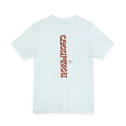 Retro Curved Text Tee — 'Cherish' Graphic Short Sleeve Shirt
