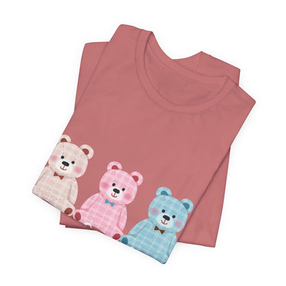 Bearberry Trio Graphic Tee — Cute Pastel Teddy Bears Shirt