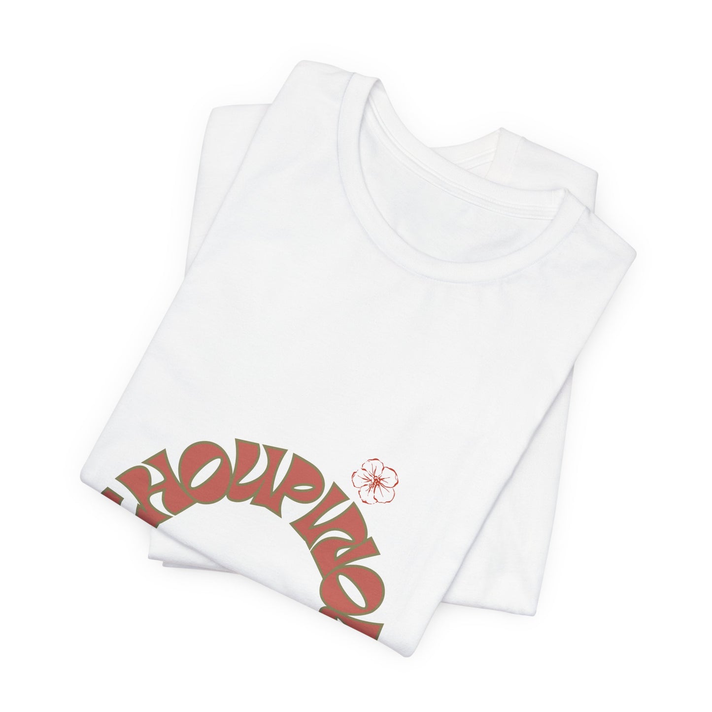 Retro Curved Text Tee — 'Cherish' Graphic Short Sleeve Shirt