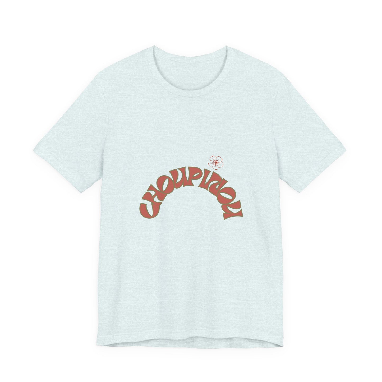 Retro Curved Text Tee — 'Cherish' Graphic Short Sleeve Shirt