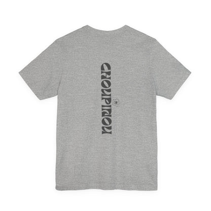 Retro Arched Logo Tee — Vintage Curved Graphic T-Shirt