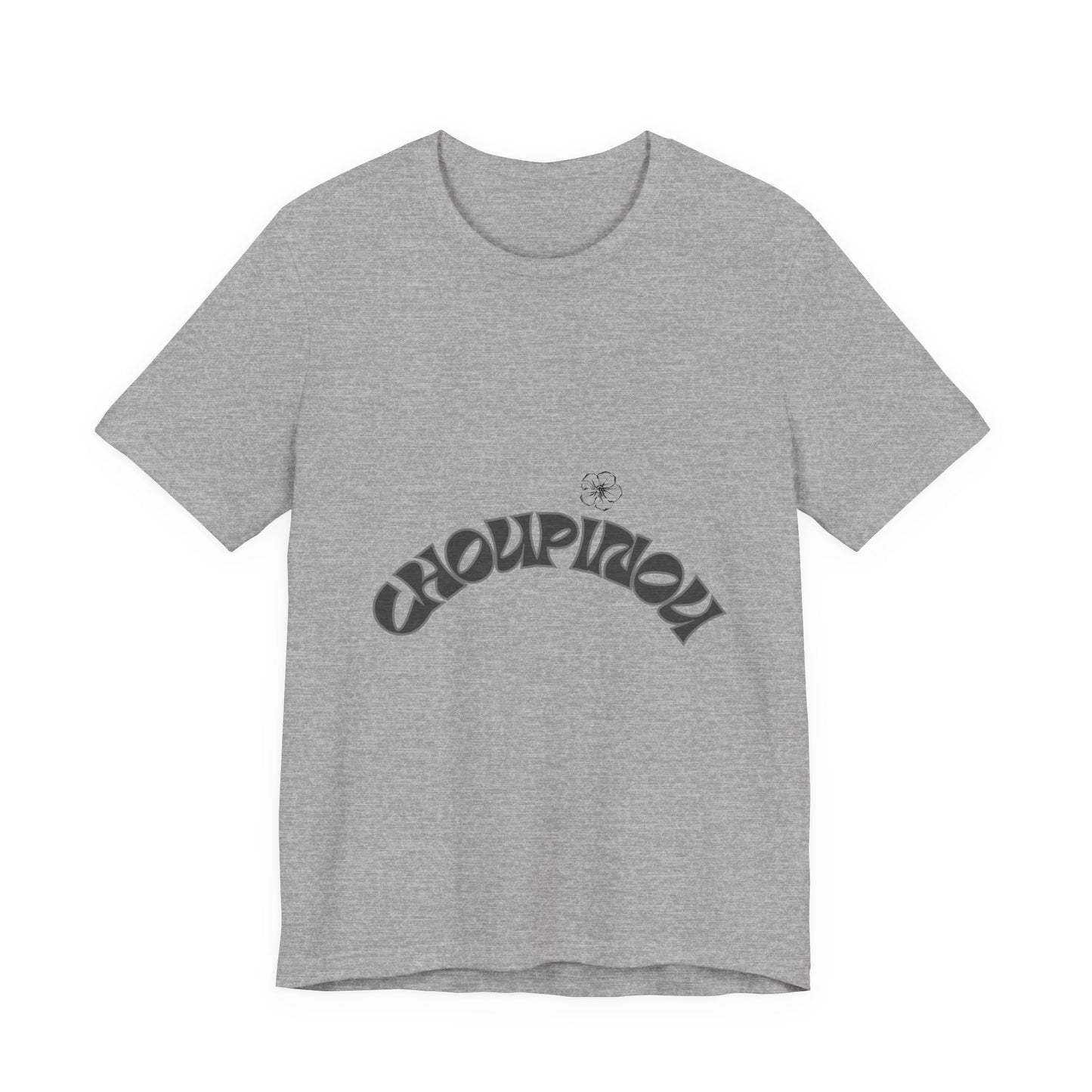 Retro Arched Logo Tee — Vintage Curved Graphic T-Shirt