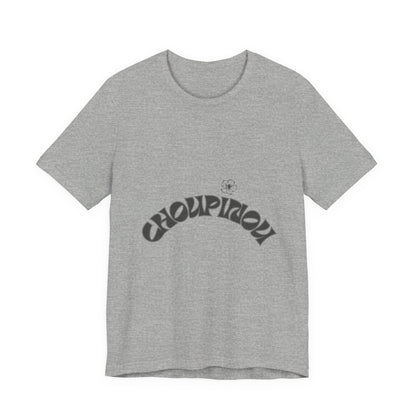 Retro Arched Logo Tee — Vintage Curved Graphic T-Shirt