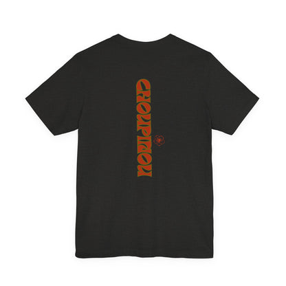 Retro Curved Text Tee — 'Cherish' Graphic Short Sleeve Shirt