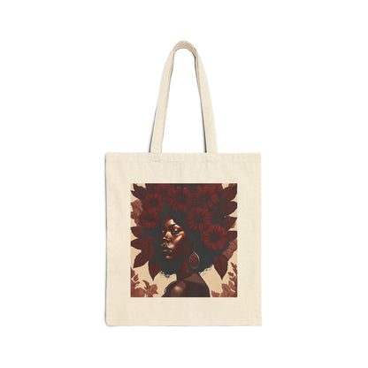 Tote Bag — Afrocentric Floral Portrait Canvas Tote