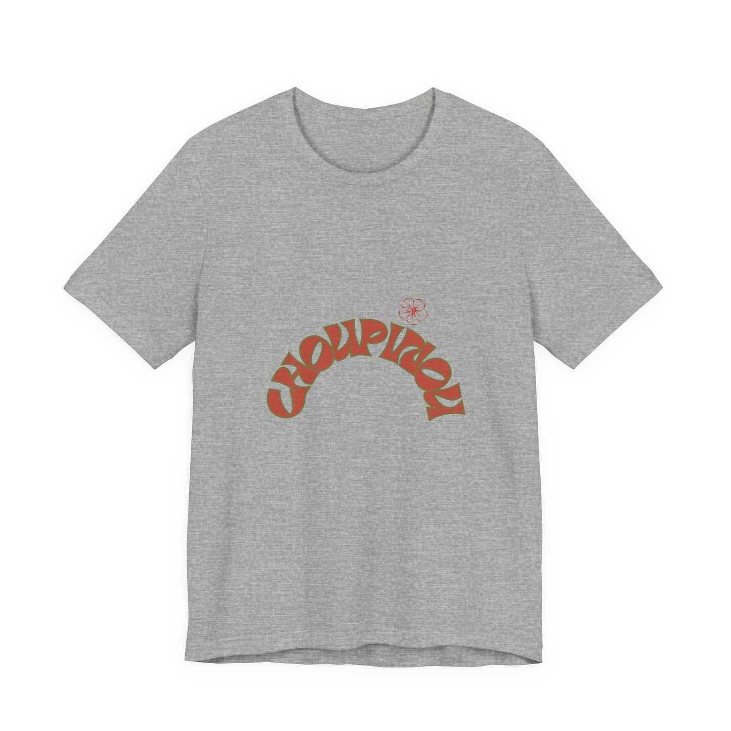Retro Curved Text Tee — 'Cherish' Graphic Short Sleeve Shirt