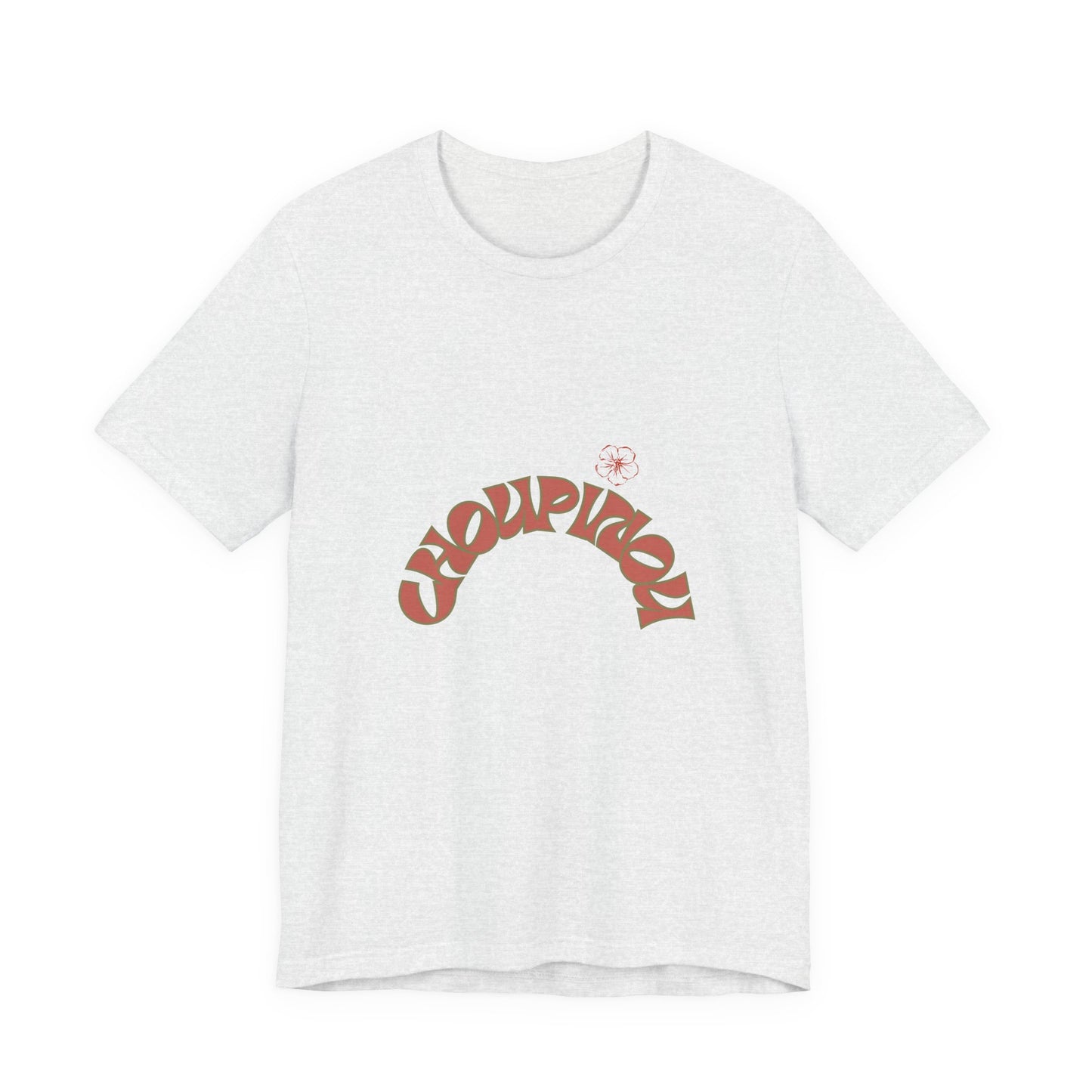 Retro Curved Text Tee — 'Cherish' Graphic Short Sleeve Shirt