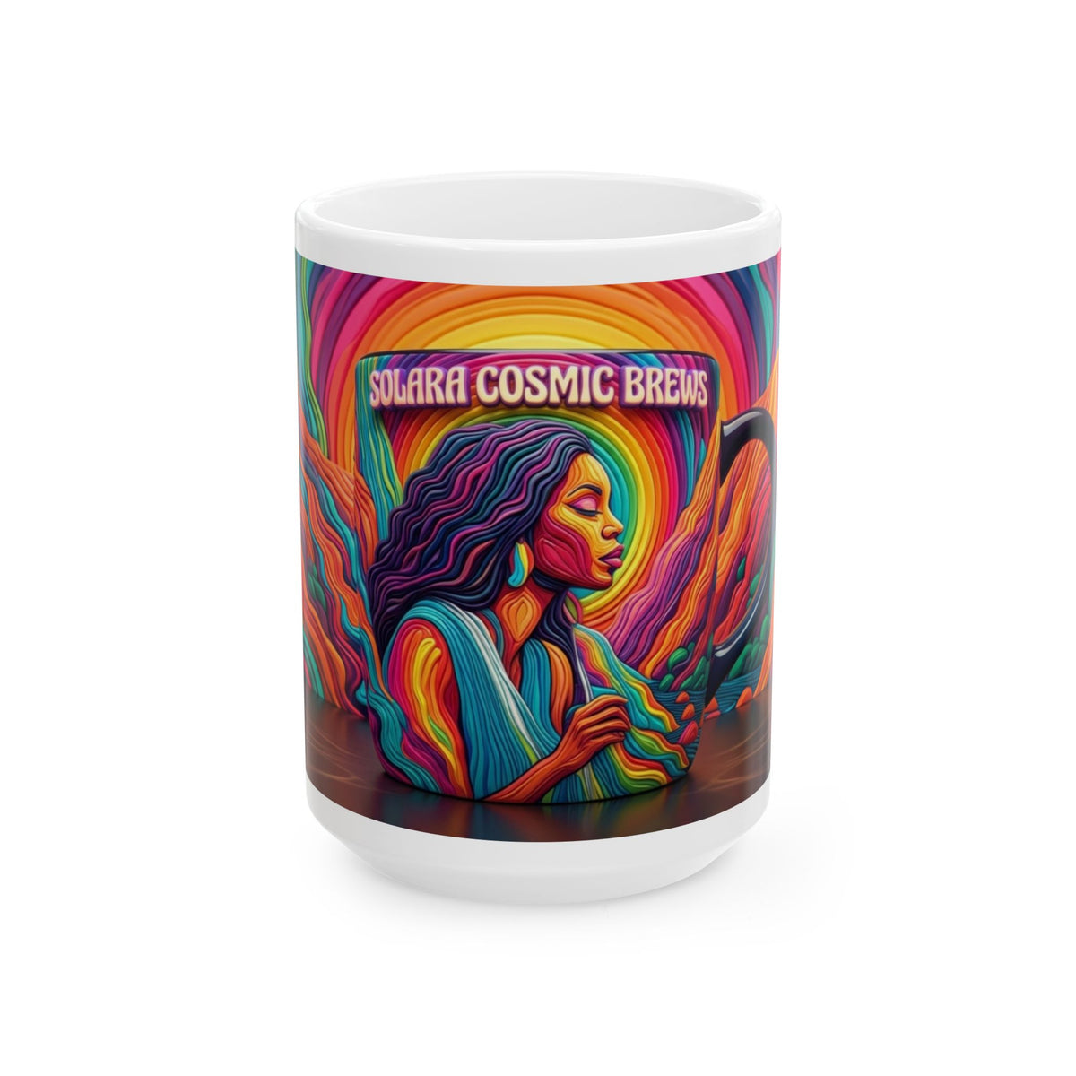 Solar Cosmic Brews Ceramic Mug, 15oz Mug, Coffe lover Mug ,