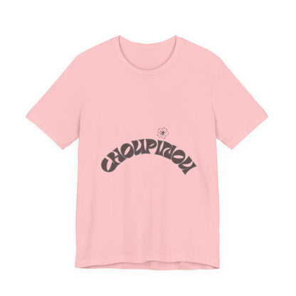Retro Arched Logo Tee — Vintage Curved Graphic T-Shirt