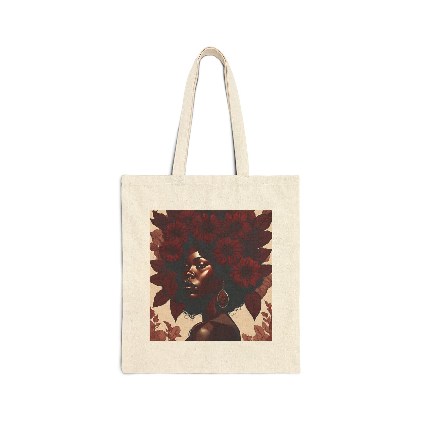 Tote Bag — Afrocentric Floral Portrait Canvas Tote