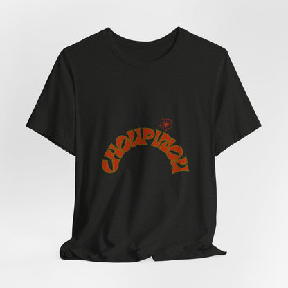 Retro Curved Text Tee — 'Cherish' Graphic Short Sleeve Shirt