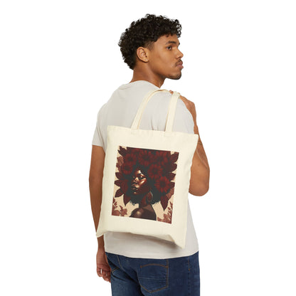 Tote Bag — Afrocentric Floral Portrait Canvas Tote