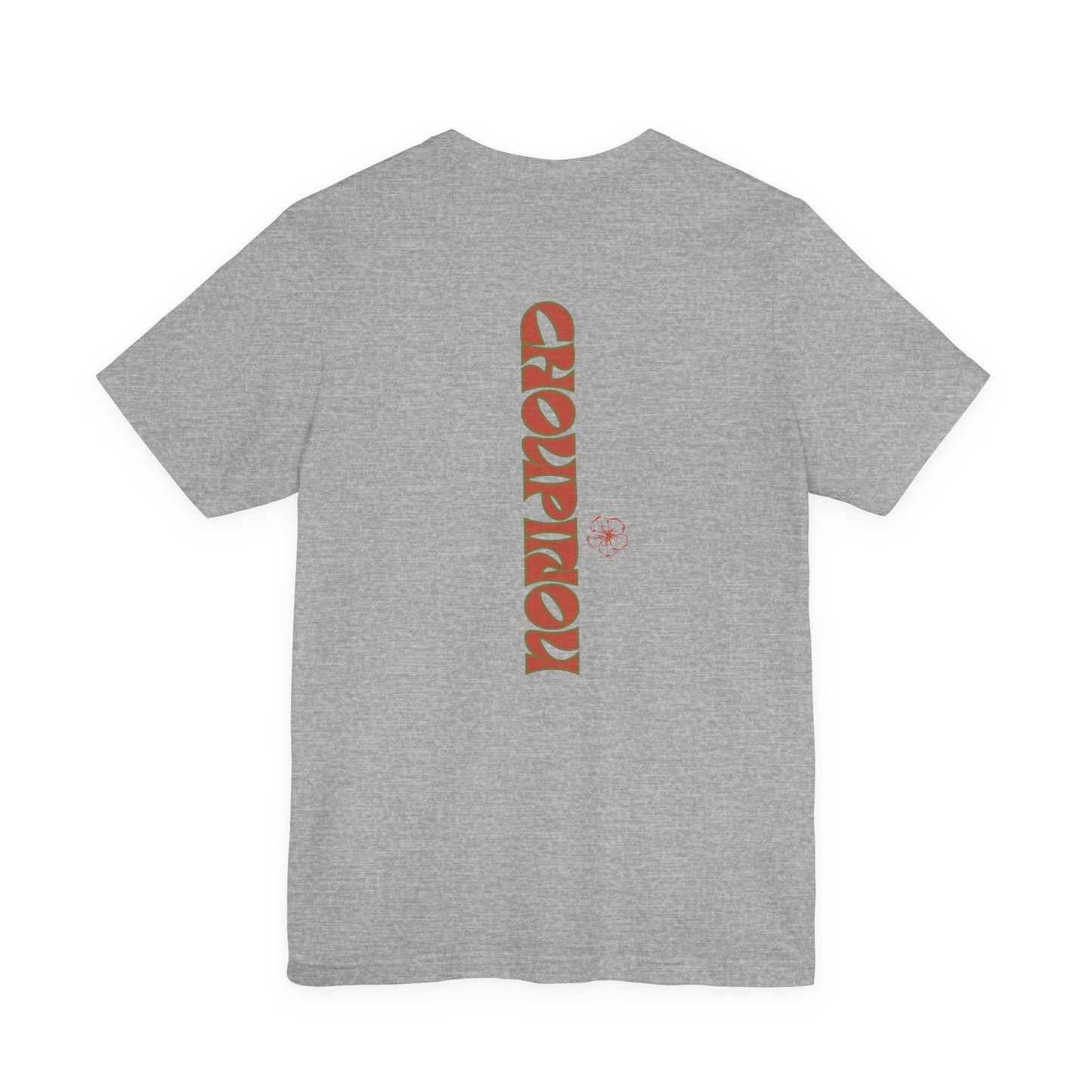 Retro Curved Text Tee — 'Cherish' Graphic Short Sleeve Shirt