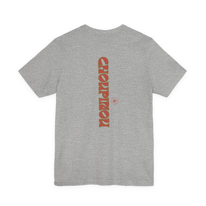 Retro Curved Text Tee — 'Cherish' Graphic Short Sleeve Shirt