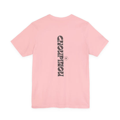Retro Arched Logo Tee — Vintage Curved Graphic T-Shirt