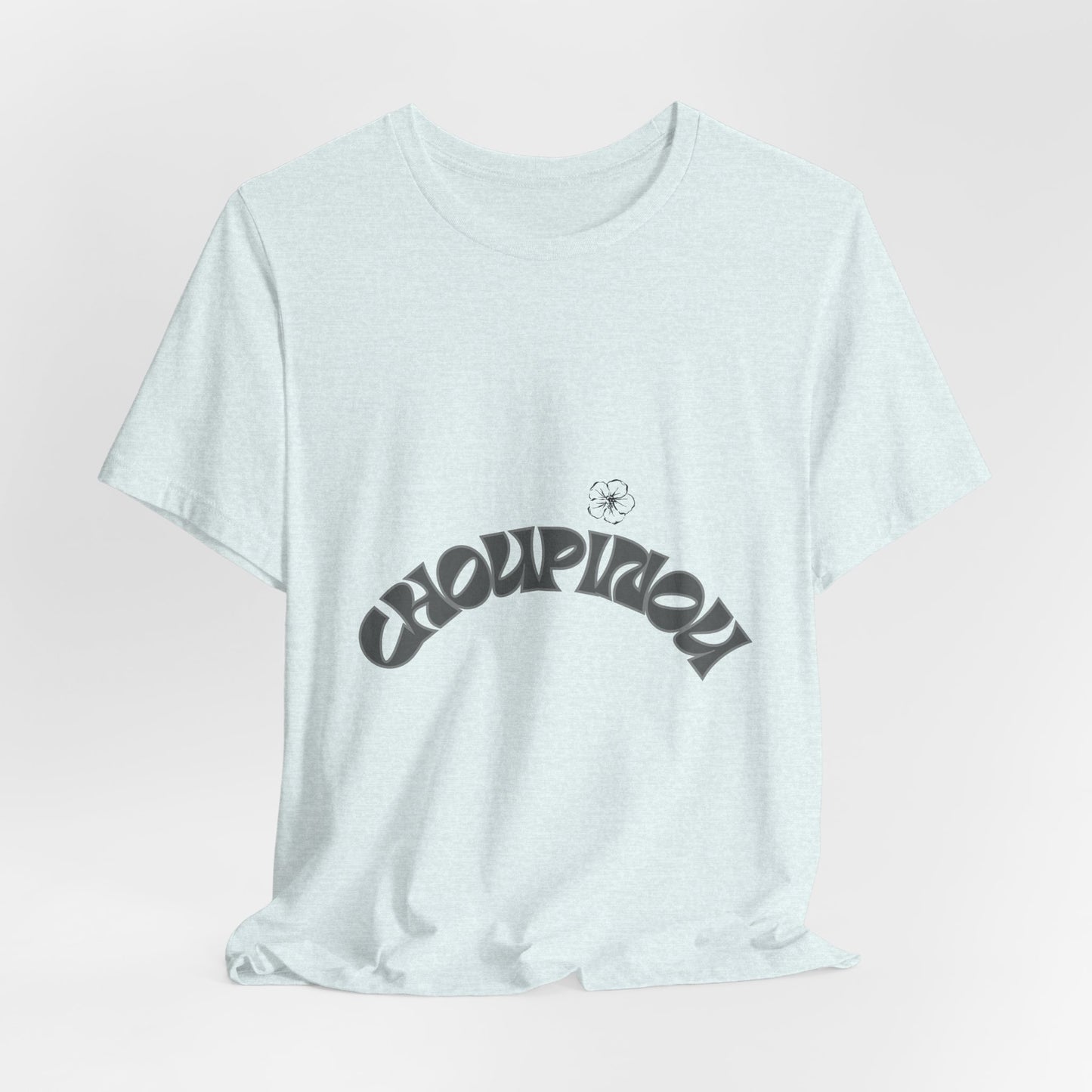 Retro Arched Logo Tee — Vintage Curved Graphic T-Shirt