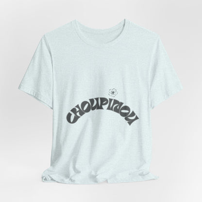 Retro Arched Logo Tee — Vintage Curved Graphic T-Shirt