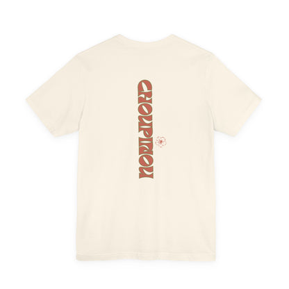 Retro Curved Text Tee — 'Cherish' Graphic Short Sleeve Shirt