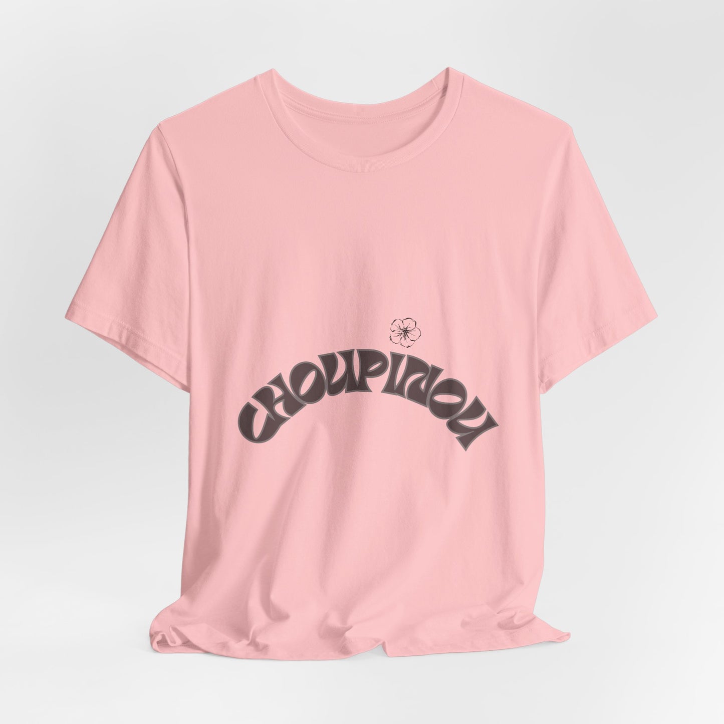 Retro Arched Logo Tee — Vintage Curved Graphic T-Shirt