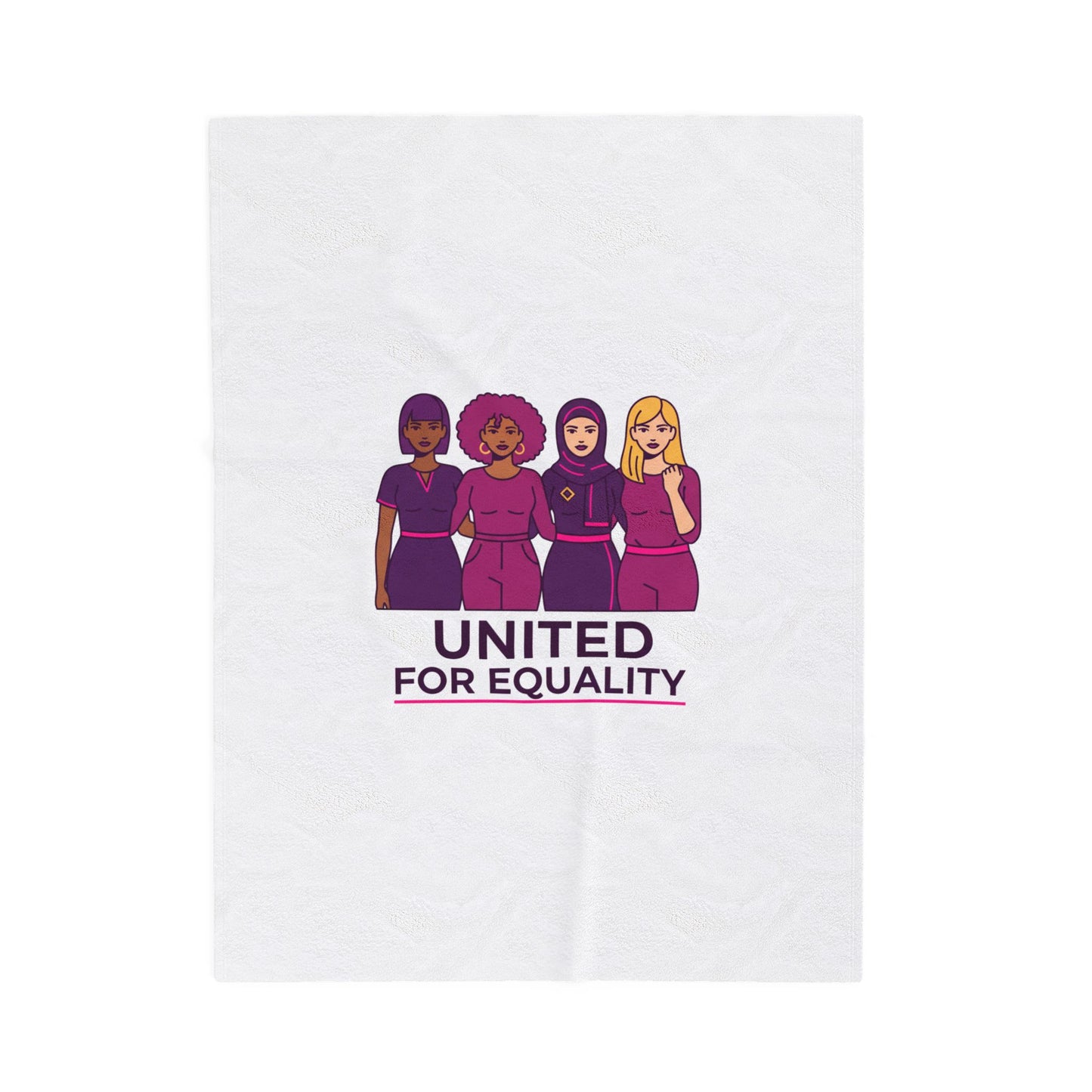 United for Equality Velveteen Blanket | IWD feminist slogan, empowerment design