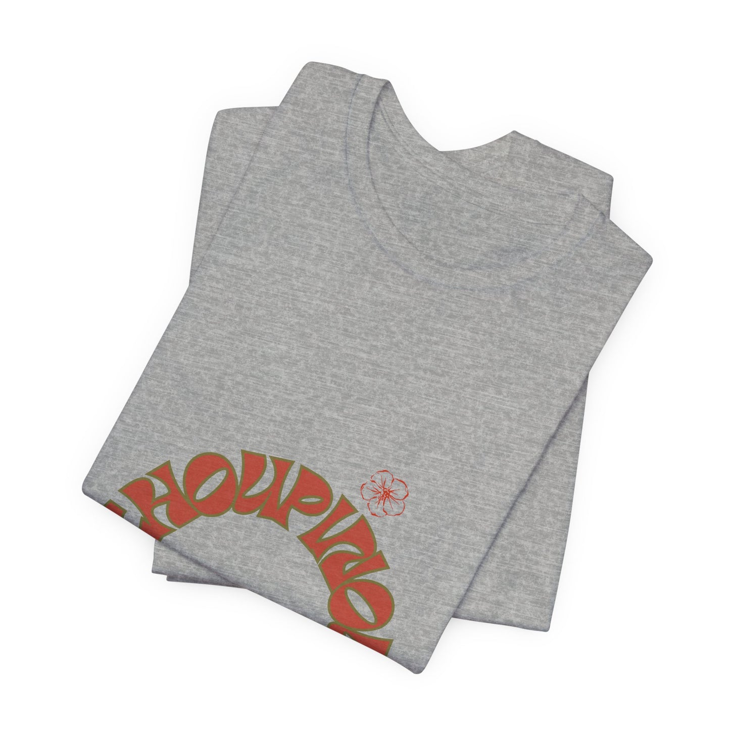Retro Curved Text Tee — 'Cherish' Graphic Short Sleeve Shirt