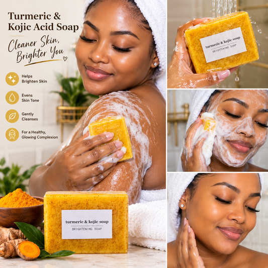 Turmeric Kojic Acid Soap 3 Bars Brightening Face & Body Cleansing Soap