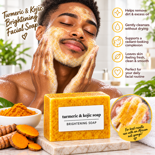 Turmeric Kojic Acid Soap, Brightening Face & Body Cleansing Skincare